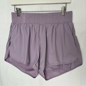 Women's Purple Flowy Running Shorts High Rise Smocked Waist 2-in-1 Gym Short L
